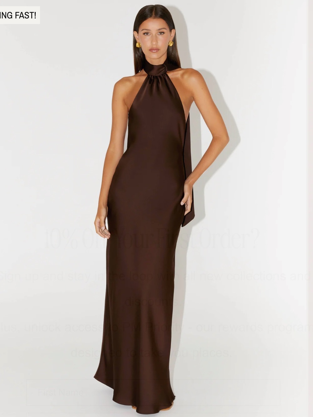Peppermayo Halter Scarf Maxi Dress - Chocolate Brown - Picture 1 of 4